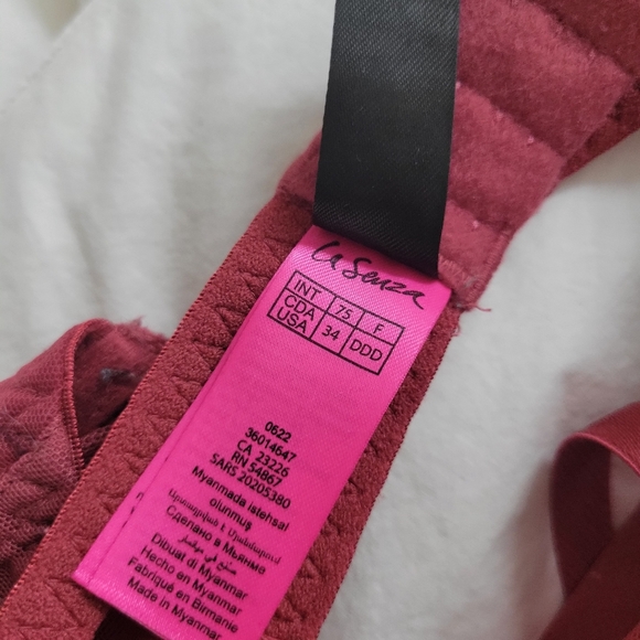 Burgrundy red la senza lace unlined bra floral 34 DDD and 36 DD CUP - Picture 9 of 10